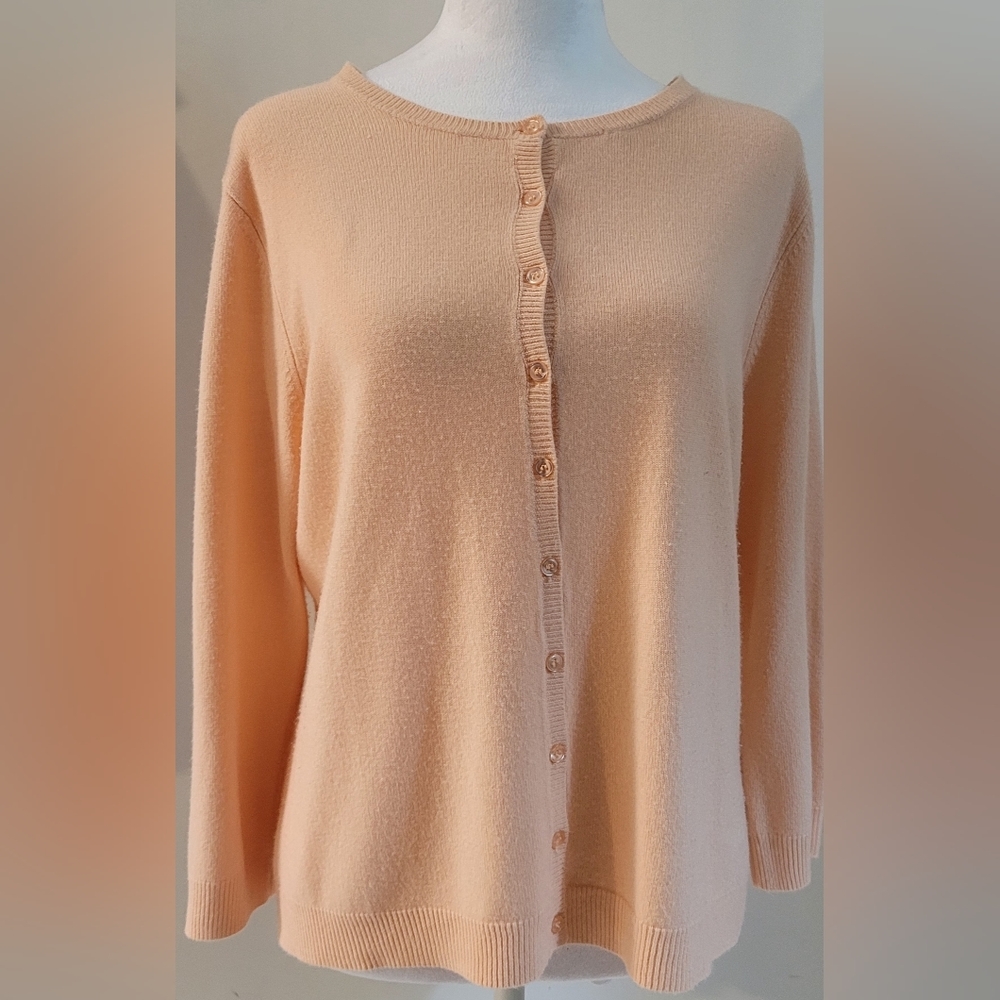 New York & Company Button Down Sweater, Size XL, Peach Button Down